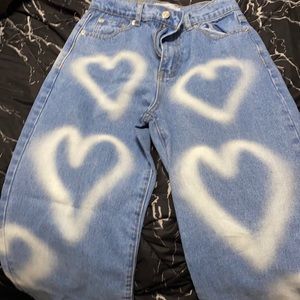 Heart spray painted pants
